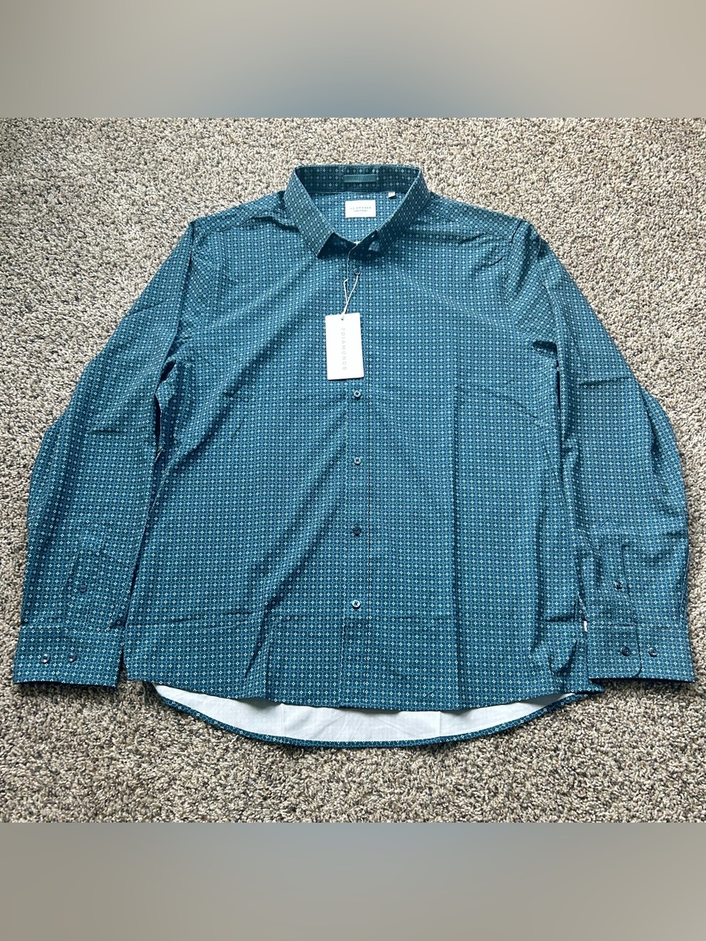 7 Diamonds Emerie 4-Way Stretch Long Sleeve Button Up Shirt Blue Men’s Size XXL